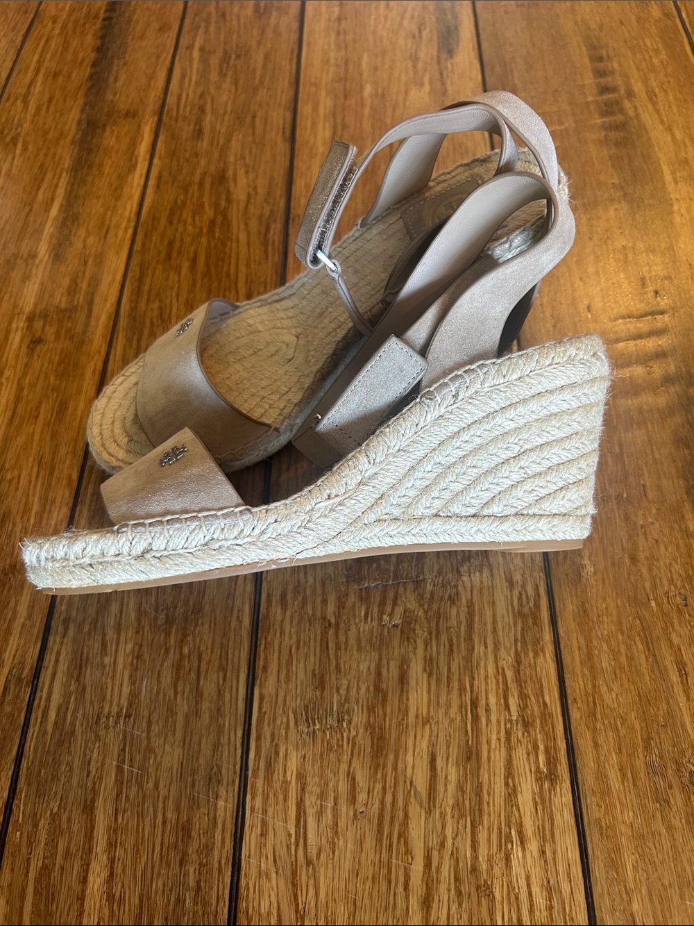 Tory Burch Neutral Beige Suede Espadrille Sandals - Picture 2 of 4